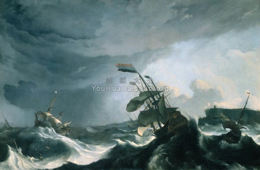 Ships in Distress in a Heavy Storm - 卢多尔夫·巴克赫伊森